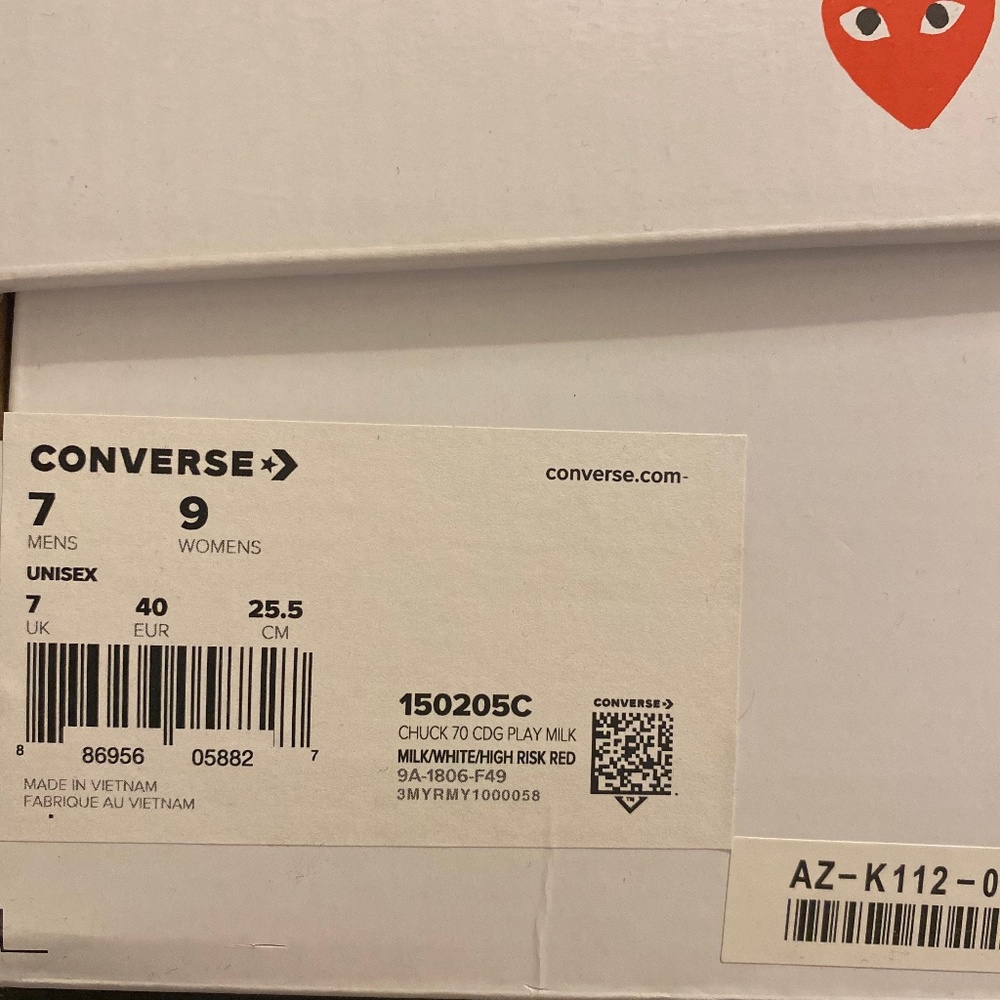 Comme des Garcons PLAY Converse (In Box) - Picture 2 of 4